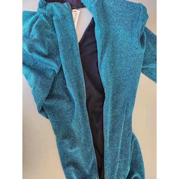 NWT Alice + Olivia Inka V-neck Mini Dress Size 12 Turquoise #FC420 - Picture 7 of 10